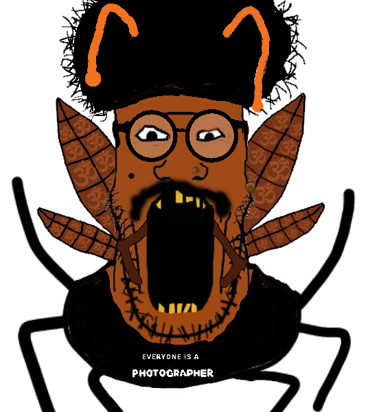 markiplier soyjak, animal, brown skin, bug, cockroach, glasses, hair, insect, open mouth, photographer