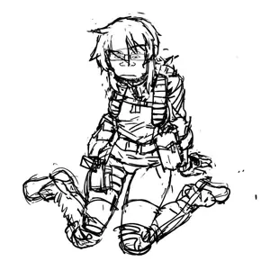 markiplier soyjak, neutralplier, anime, neutral, sitting, soldier