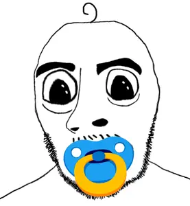 cobson, gerald, oh my god she is so attractive, baby, deformed, mustache, pacifier, soyjak, stubble
