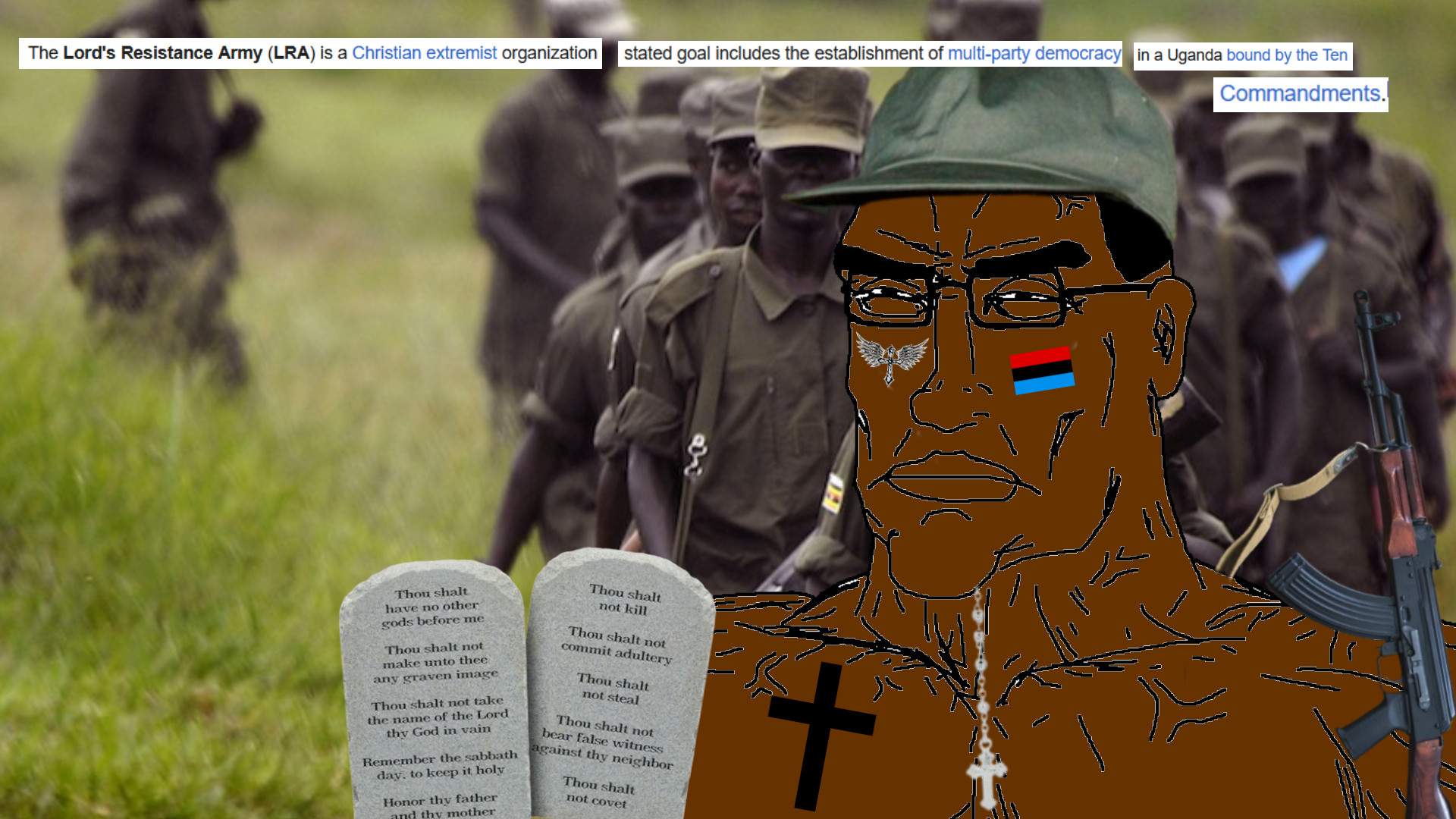 chudjak, perceptive chud, ak-47, army, assault rifle, black skin, cap, christianity, chud, clothes