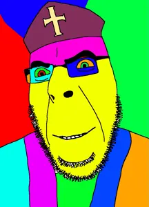 cobson, colorjak, blue skin, christianity, clothes, cyan skin, glasses, green eyes, green sclera, hair