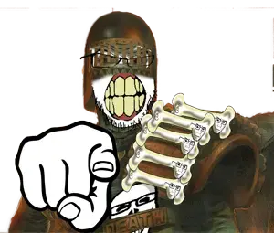 feraljak, markiplier soyjak, soyak, 2000ad, 2soyjaks, bloodshot eyes, bone, bones, clenched teeth, closed mouth