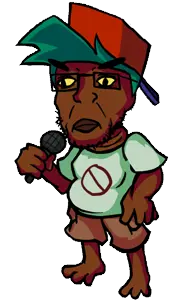 boyfriend (friday night funkin'), esl fnf pedo, chudjak, markiplier soyjak, chudplier, animated, blue hair, brown skin, cap, closed mouth