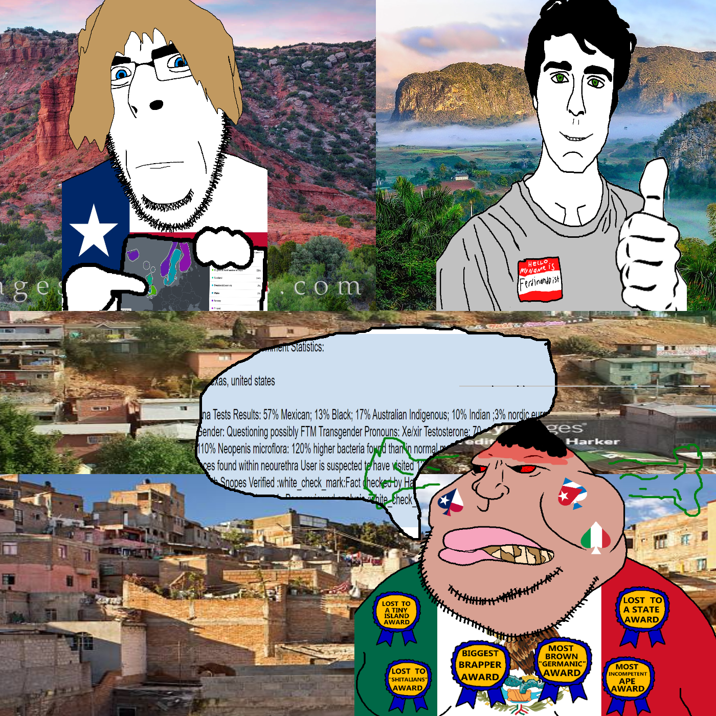 cobson, meximutt, unknown, award, black hair, blonde hair, blue eyes, bushy eyebrows, caprock, closed mouth