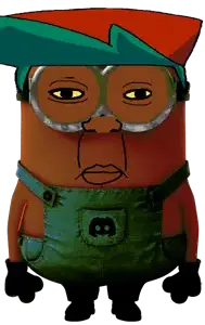 esl fnf pedo, chudjak, markiplier soyjak, chudplier, brown skin, clothes, discord, glasses, green hair, minion