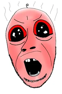 cobson, gerald, angry, baby, blush, missing teeth, open mouth, red eyes, red skin, soyjak