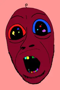cobson, gerald, colorjak, baby, missing teeth, open mouth, red skin, soyjak, stubble