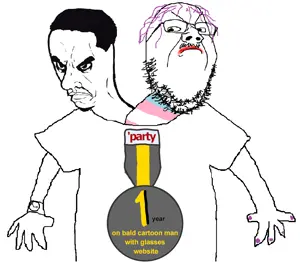 chudjak, gapejak, chudjak seething, 2soyjaks, alternate, angry, arm, badge, closed mouth, clothes