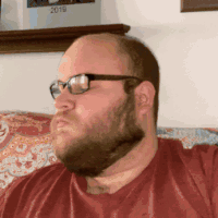 fatjak, fatjak irl, 2019, 3dgifmaker, animated, beard, closed mouth, clothes, fat, fat duel