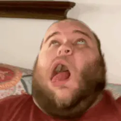 fatjak, fatjak irl, 2019, 3dgifmaker, animated, beard, closed mouth, clothes, distorted, fat