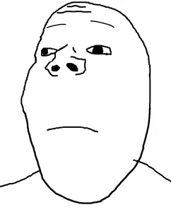 wojak, gapejak, eyes, frown, neutral, no beard, no glasses, shaved