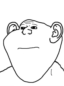 salsamaster, wojak, impish soyak ears, nasified soyjaks, closed mouth, ear, no beard, soyjak