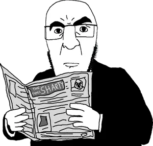 godjak, bald, detective, glasses, looking at you, newspaper, sharty, smoking, soyjak, soyjak party
