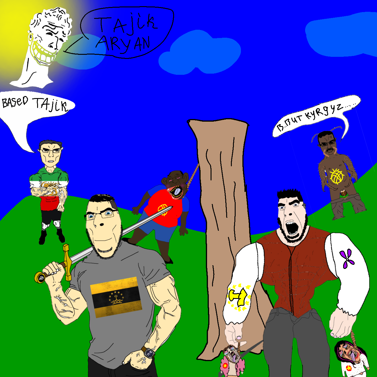 bernd, chudjak, cobson, pol face, 1970, blue eyes, brown skin, closed mouth, clothes, drawn background