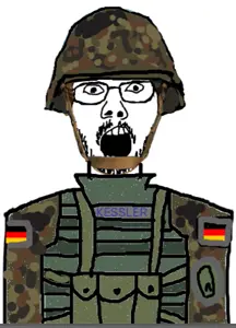 unknown, badge, camouflage, clothes, flag, flecktarn pattern, germany, glasses, hat, helmet