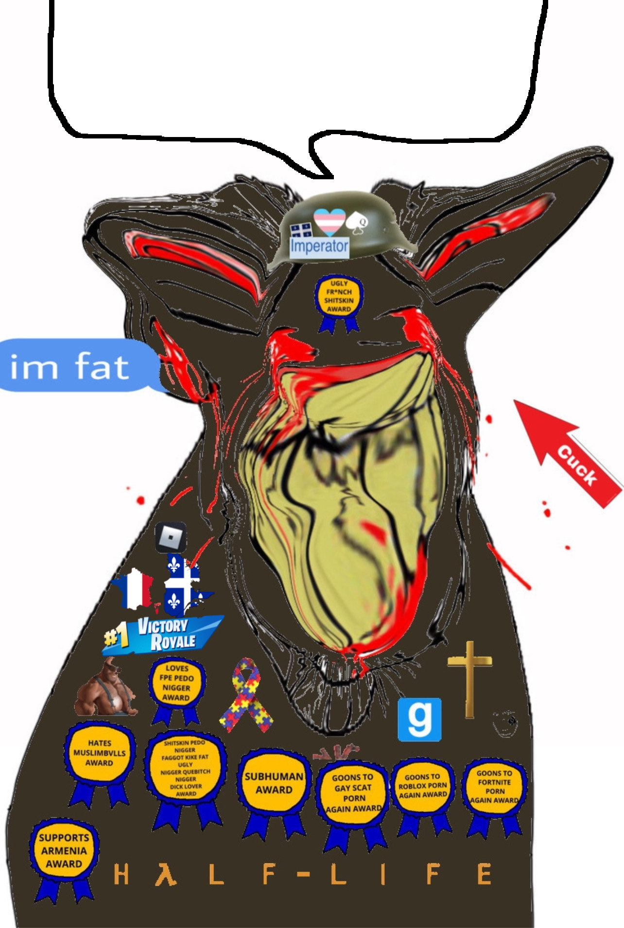 cobson, feraljak, slopjak, 2soyjaks, angry, autism, award, badge, blood, blood from eyes