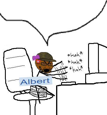 cryboy soyjak, albert, angry, anime, bloodshot eyes, book, brown skin, chair, clothes, computer