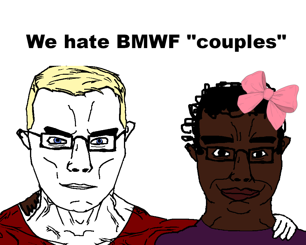 chudjak, chudjak front, muscular chud, black, black skin, blonde hair, closed mouth, female, friendship, glasses