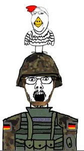 gapejak, unknown, wholesome soyjak, 2soyjaks, animal, badge, camouflage, chicken, clothes, flag