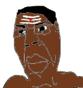 chudjak, cobson, suspicious chudjak, brown skin, forehead lines, hindu, india, pajeet, soyjak, stubble