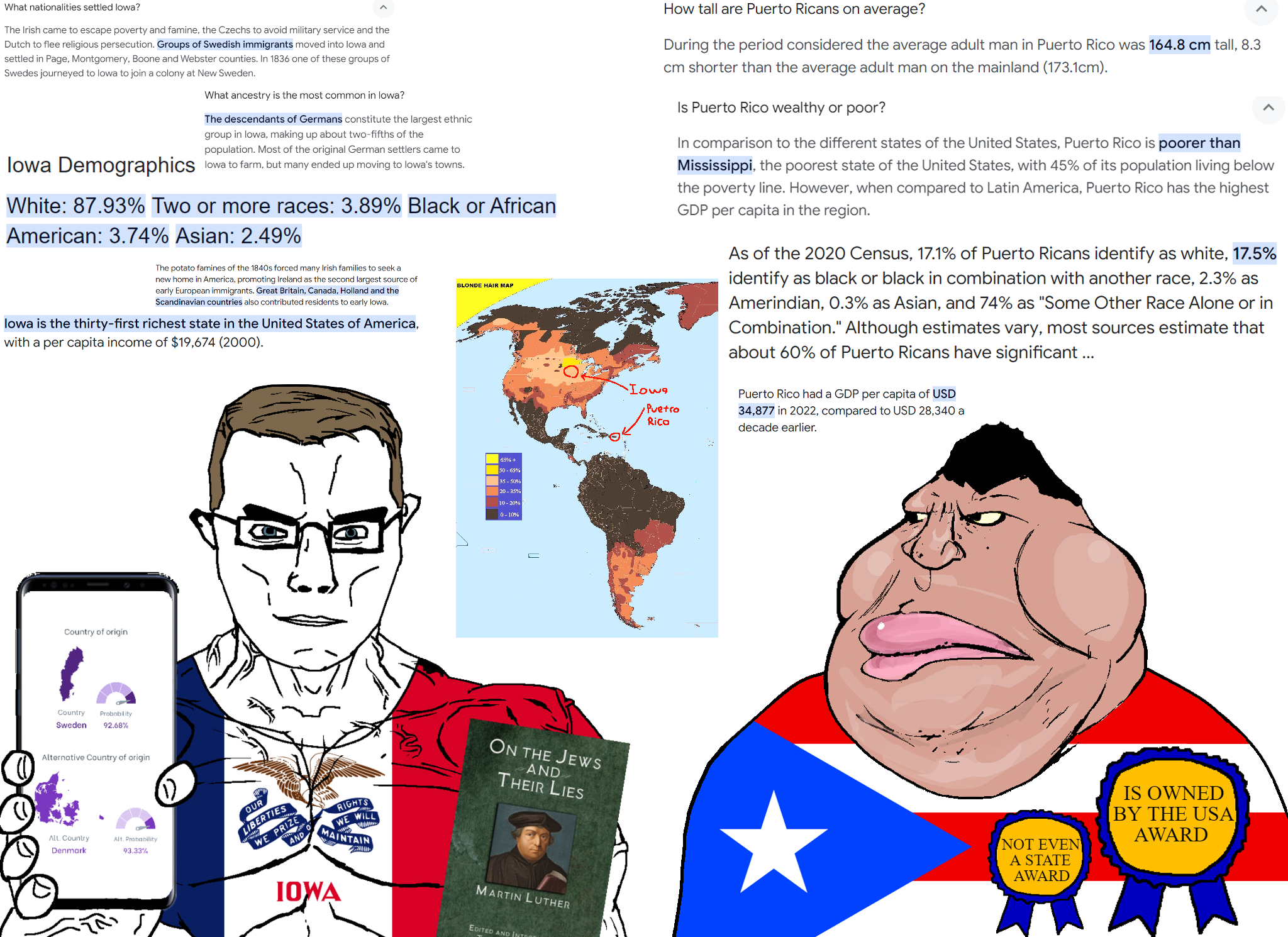 chudjak, meximutt, chudjak front, muscular chud, aryan, 2soyjaks, a10 eyes, award, black, blonde hair