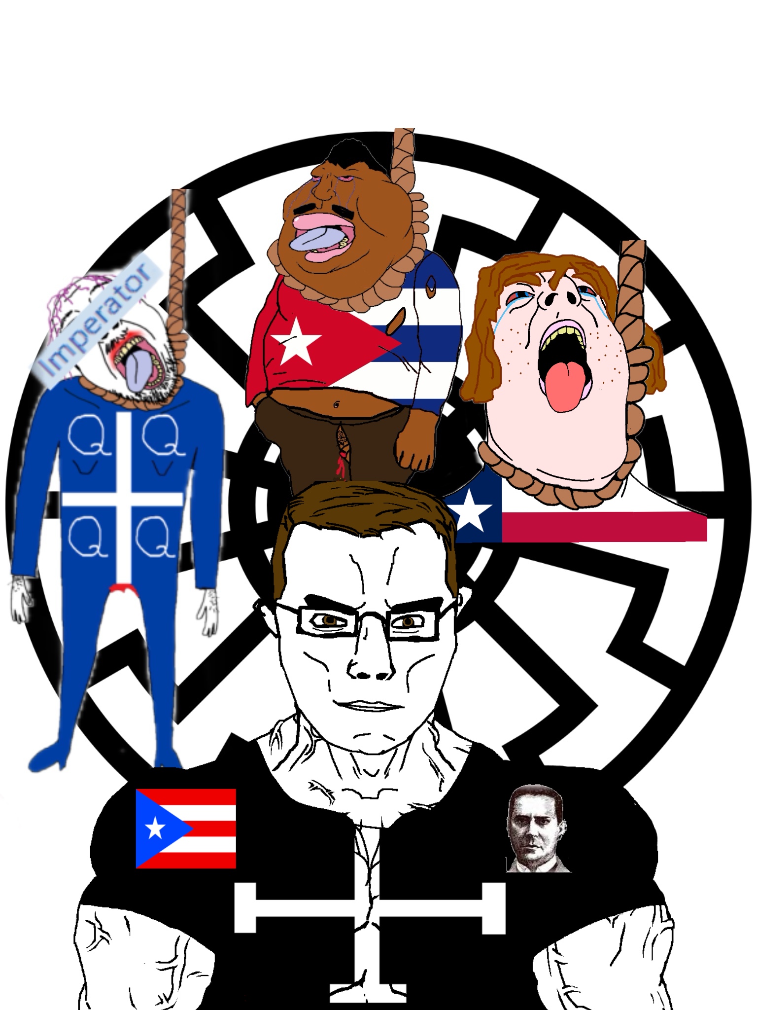 chudjak, hydejak, chudjak front, muscular chud, acne, bloodshot eyes, blue eyes, brown hair, crying, cuba