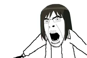 ayumu kasuga, cobson, anime, open mouth, soyjak, stubble, white background, azumanga daioh