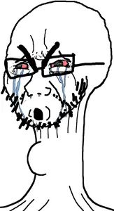 cryboy soyjak, selfish little fuck, angry, crying, glasses, neck, open mouth, red eyes, sad