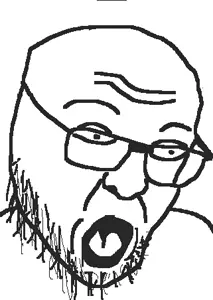 unknown, bald, forehead lines, glasses, nose, open mouth, shocked, soyjak, stubble, surprised