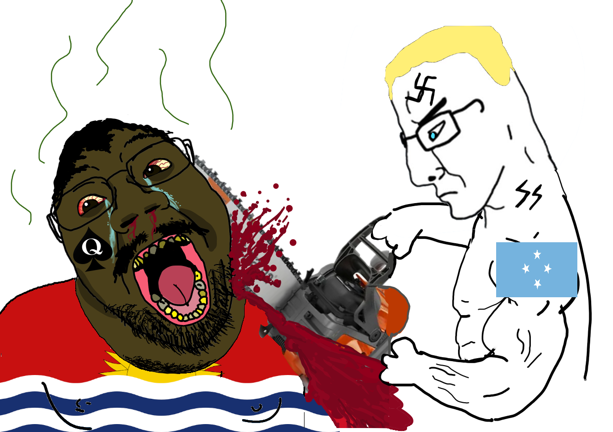 bernd, chudjak, chainsaw bernd, 2soyjaks, angry, arm, blonde hair, blood, bloodshot eyes, blue eyes