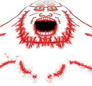 soyak, distorted, glasses, its da jooz, mirrored, open mouth, red, soyjak, stubble, yellow sclera