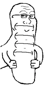soyak, sprokejak, arm, closed mouth, frown, glasses, hands, holding object, looking up, multiple mouths