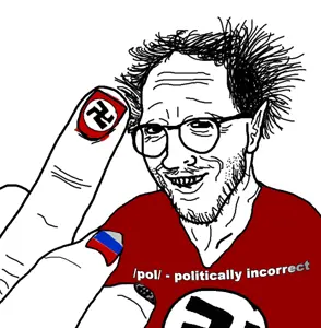 thunderf00t, /pol/, clothes, ear, flag, glasses, hair, hands, nazism, painted nails