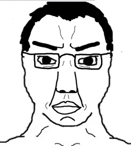chudjak, chuddy, 1soyjak, closed mouth, glasses, hair, monochrome, neutral, soyjak, uncolored skin