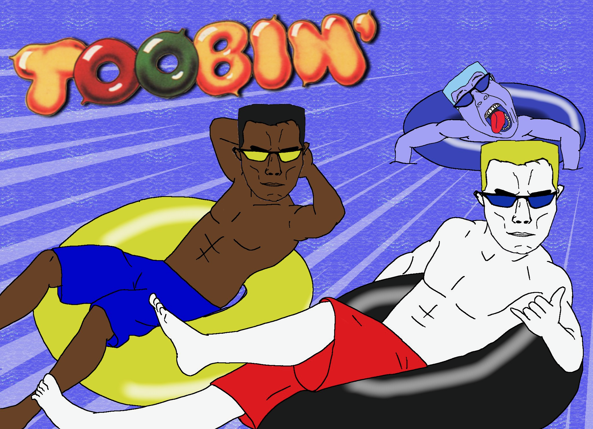 bernd, chudjak, chudjak front, muscular chud, 3soyjaks, atari, bif, black skin, blue skin, closed mouth