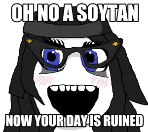 soytan, anti anti soytan, blue eyes, blush, clothes, female, glasses, hair, oh no a pony now your day is ruined, soy