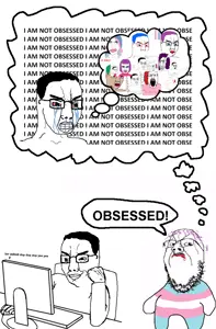chudjak, gapejak, markiplier soyjak, computer, crying, desktop, full body, glasses, keyboard, monitor