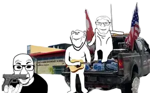 el perro rabioso, feraljak, impish soyak ears, 3soyjaks, black sclera, black shirt, canada, clothes, ear, firearm