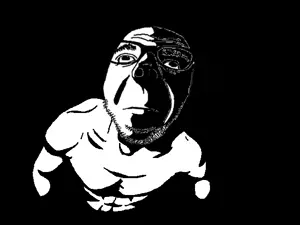 dubbbzjak, buff, clothes, creepy, dark room, glasses, looking up, muscles, ominous, shadow