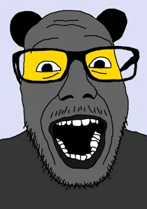 punkjak, ear, glasses, gray skin, joeys world tour, mustache, open mouth, soot colors, soyjak, soyjak party