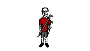 chudjak, angry, clothes, five nights at cobson's, full body, hunter ii, open mouth, red shirt, teeth, transparent background