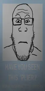 markiplier soyjak, neutralplier, clised mouth, glasses, neutral, soyjak, stubble, text