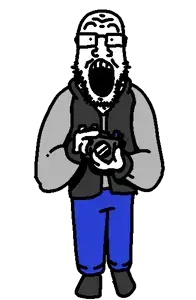 markiplier soyjak, camera, five nights at cobson's, full body, jacket, redraw, shoe