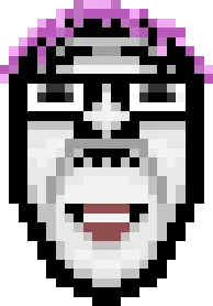 bernd, five nights at cobson's, glasses, hair, lipstick, pink hair, pixel art, tranny