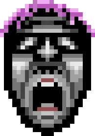 bernd, five nights at cobson's, glasses, hair, lipstick, open mouth, pink hair, pixel art, tranny