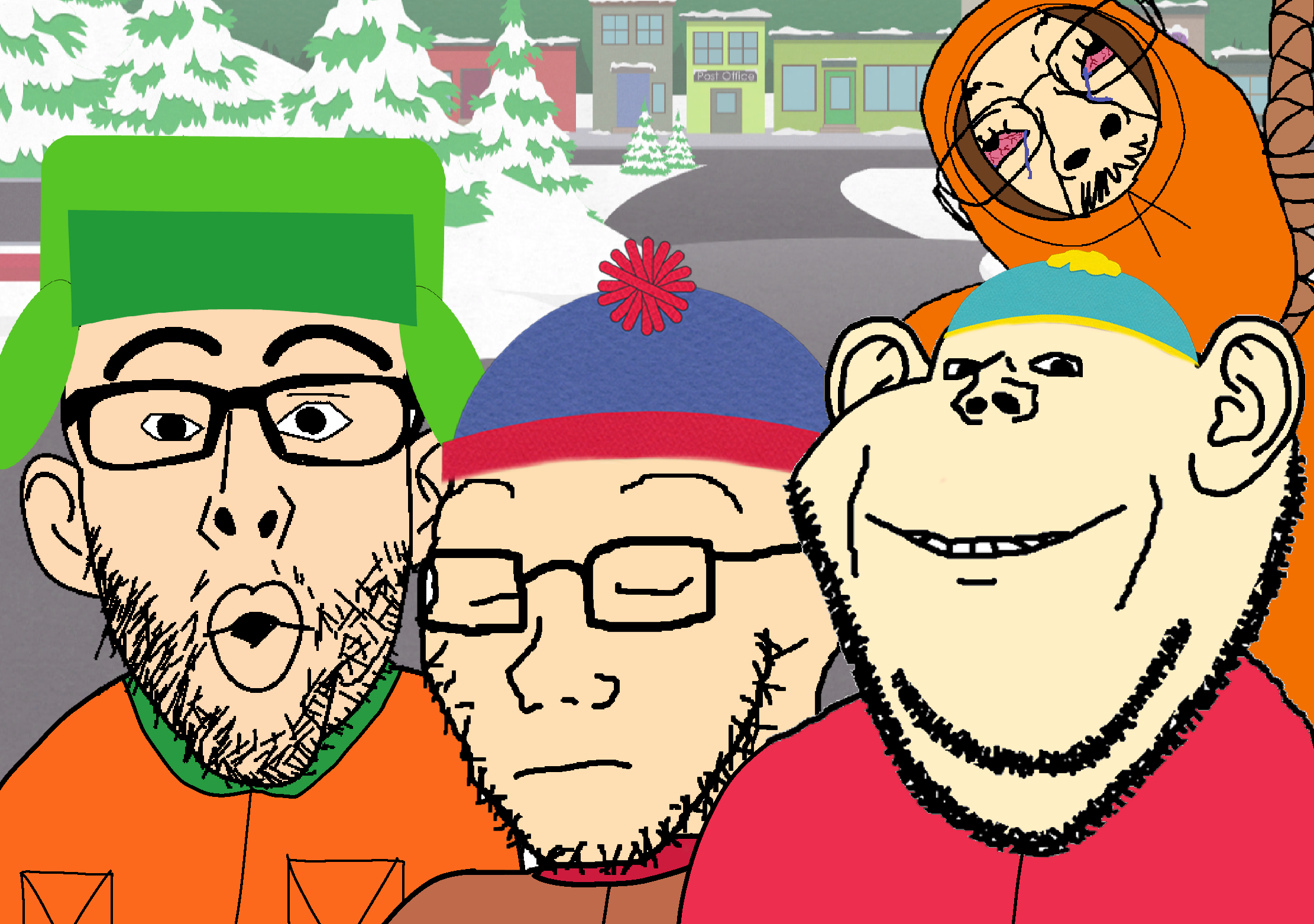 bernd, impish soyak ears, nojak, soyak, 4soyjaks, beanie, bloodshot eyes, cartoon, closed mouth, clothes