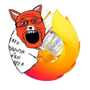 markiplier soyjak, animal, browser, clothes, ear, firefox, fox, full body, glasses, holding object