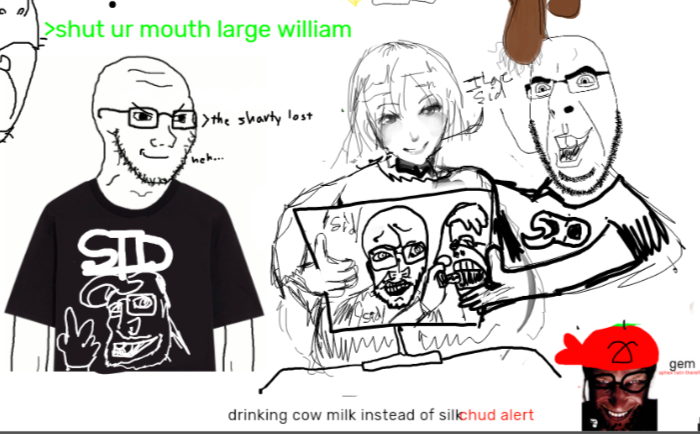 cobson, sidson, soyak, anime, aphex twin, closed mouth, clothes, flockmod, glasses, greentext