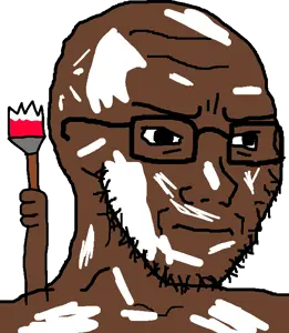 soyak, angry, black skin, closed mouth, color, cope, glasses, paint, paintbrush, skin
