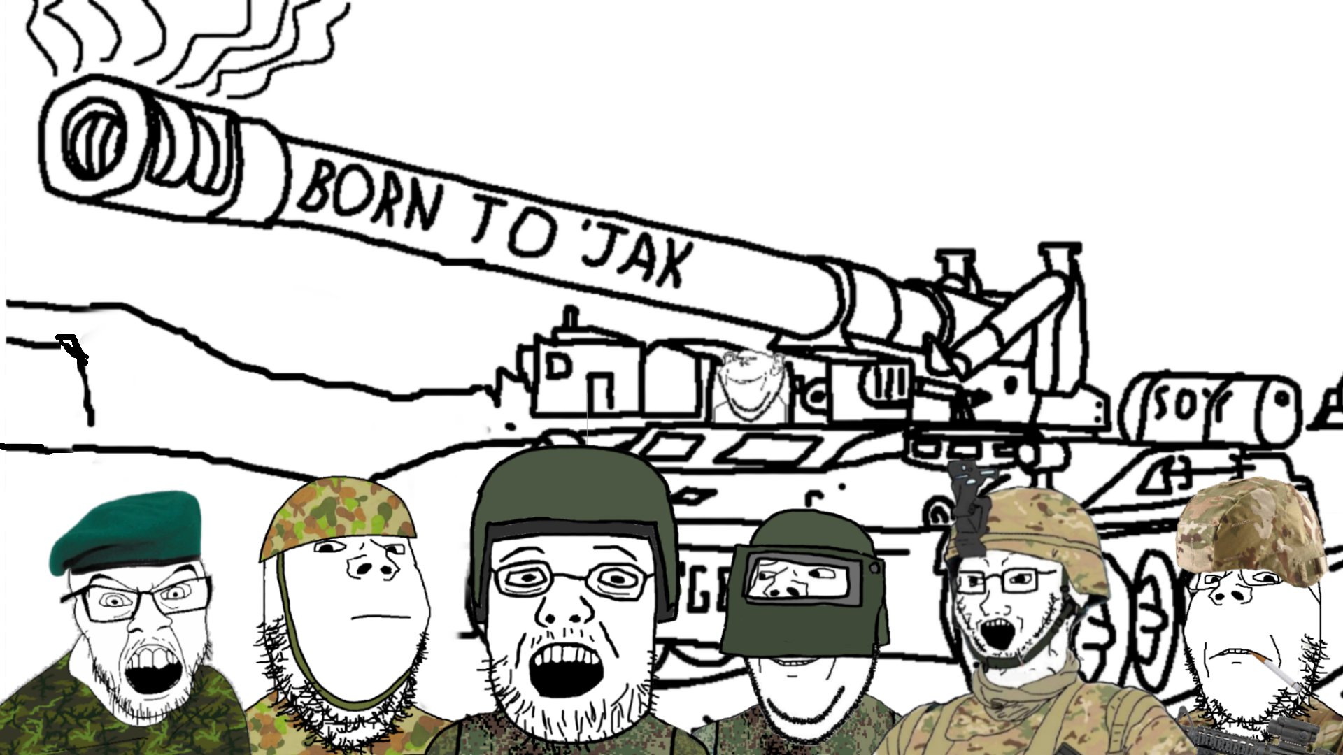 feraljak, gapejak, impish soyak ears, soyak, unknown, wholesome soyjak, are you soying what im soying, army, artillery, beret